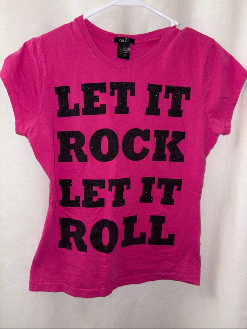 Rue21 Hot Pink Graphic Tee with Black Lettering